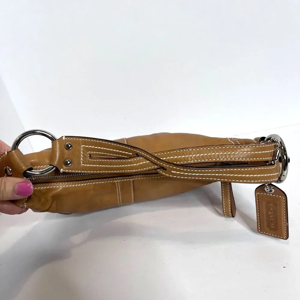 Coach Tan Burnished Leather Soho Boho y2k Medium Baguette Bag #10574